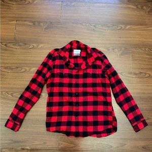 Goodfellow & CO Red + Black Buffalo Plaid Button-Up Shirt Size M